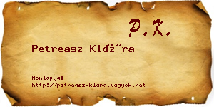 Petreasz Klára névjegykártya